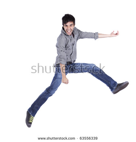 Young Man Jumping Isolated On White (Some Motion Blur) - Man Jumping For Joy, Transparent background PNG HD thumbnail