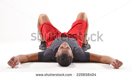 Exhausted Athletic Man Lying Down On White Background. - Man Lying Down, Transparent background PNG HD thumbnail
