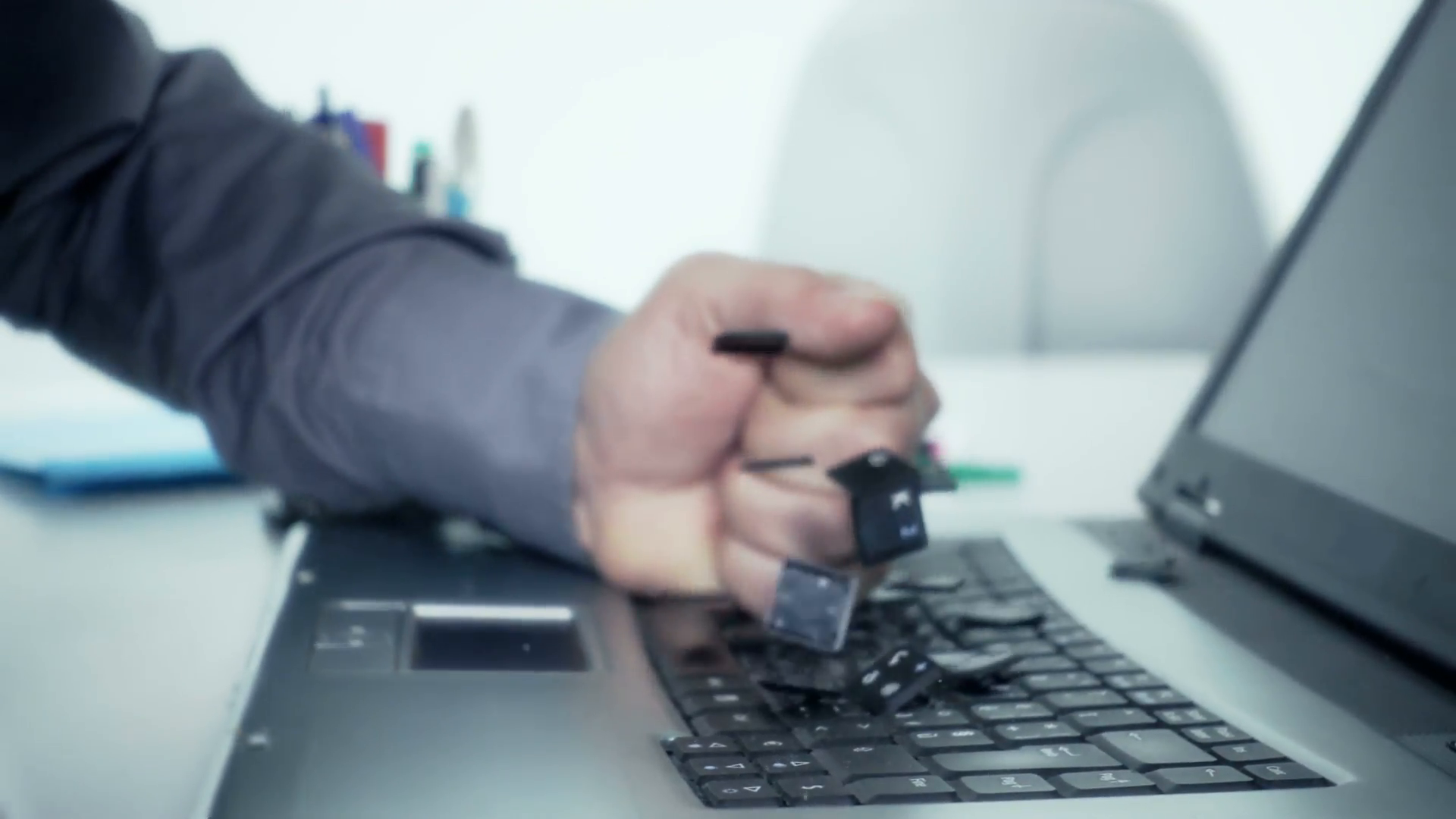 Angry Man Smashing Destroying Computer Keyboard With Fist Slow Motion Stock Video Footage   Videoblocks - Man On Computer, Transparent background PNG HD thumbnail