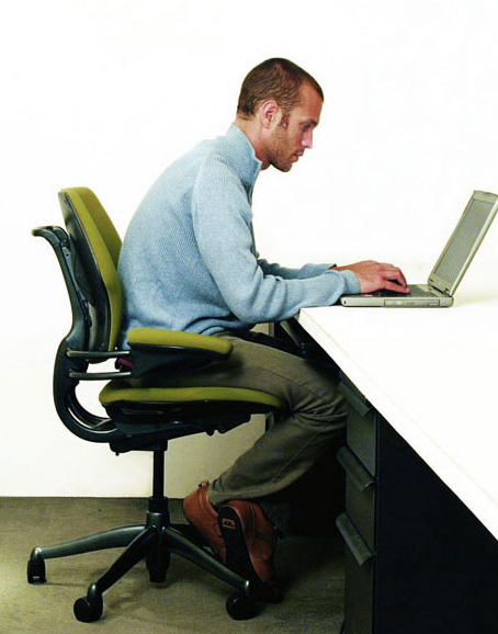 Improper Posture - Man Sitting At Desk, Transparent background PNG HD thumbnail