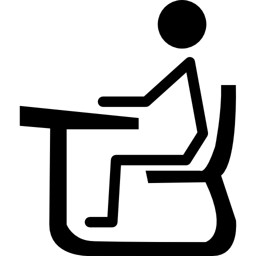 Student Of Stick Man Sitting On A Chair On Class Desk Free Icon - Man Sitting At Desk, Transparent background PNG HD thumbnail