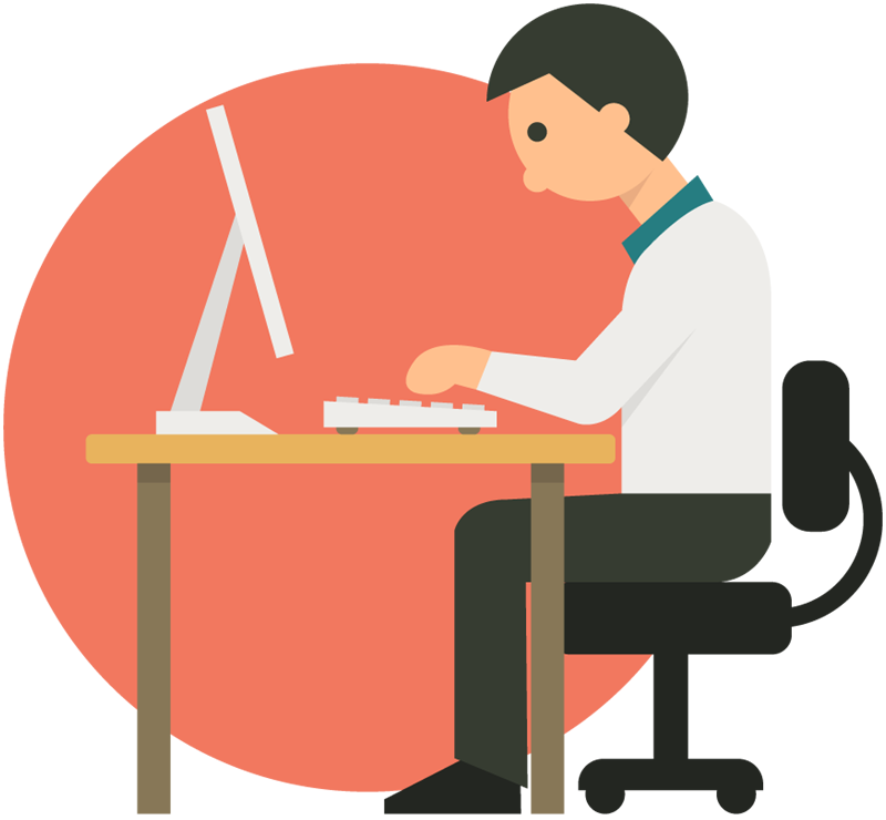 Cartoon Business Man Working With Computer - Man Using Computer, Transparent background PNG HD thumbnail