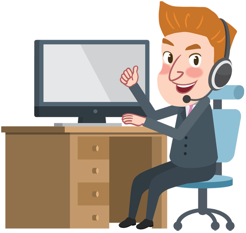 Cartoon Business Man Working With Computer And Thumbs Up Hand - Man Using Computer, Transparent background PNG HD thumbnail