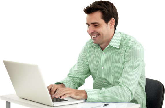 Man With Computer - Man Using Computer, Transparent background PNG HD thumbnail