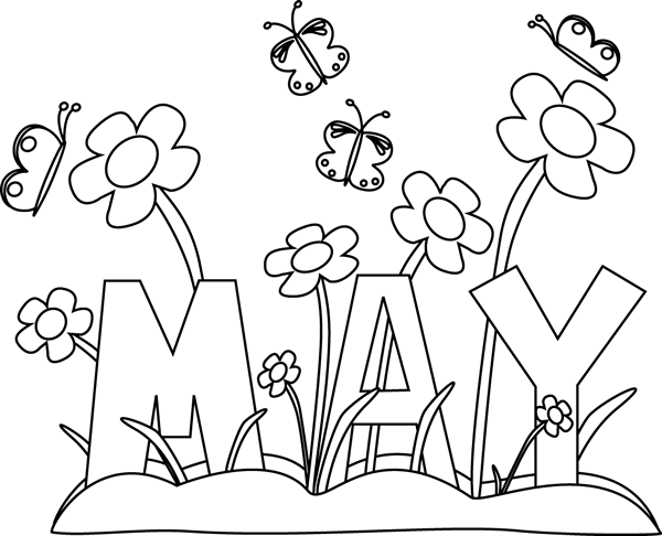 May Clip Art - May Black And White, Transparent background PNG HD thumbnail