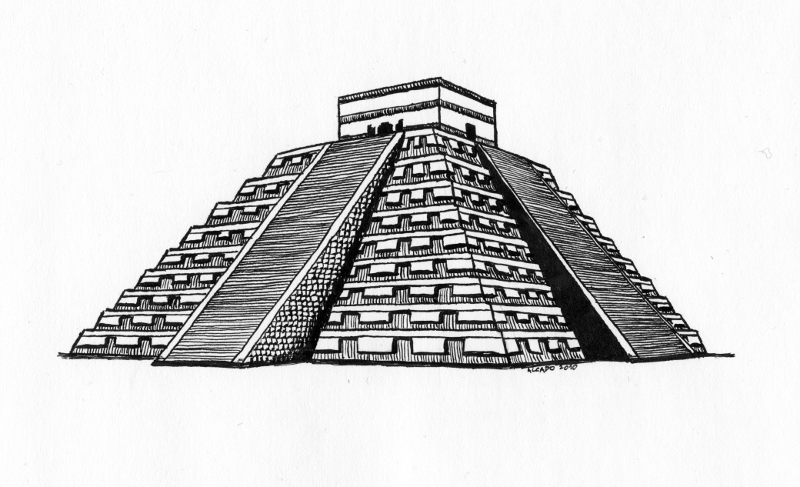 Pin Drawn Pyramid Mayan Pyramid #14 - Mayan Pyramid, Transparent background PNG HD thumbnail