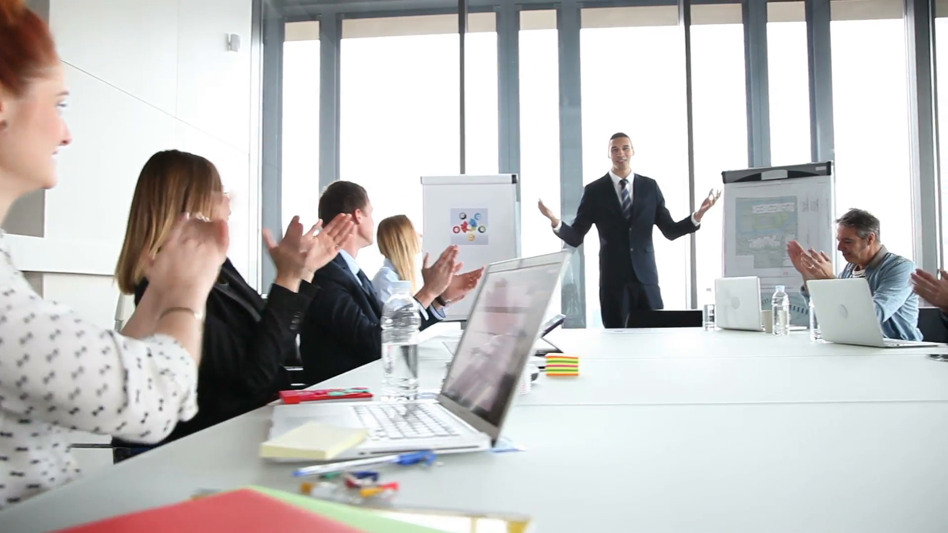 Business People Clapping After Meeting With Manager In Conference Room Stock Video Footage   Videoblocks - Meeting, Transparent background PNG HD thumbnail