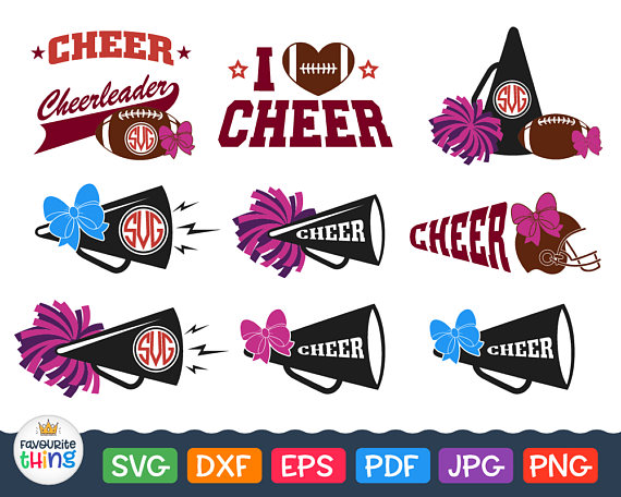 Cheer Megaphone Svg With Bow, Pom Poms Svg Football Cheerleader Helmet Monogram Cricut Downloads Cheerleading Cut Files Silhouette Dxf Png - Megaphone And Pom Poms, Transparent background PNG HD thumbnail