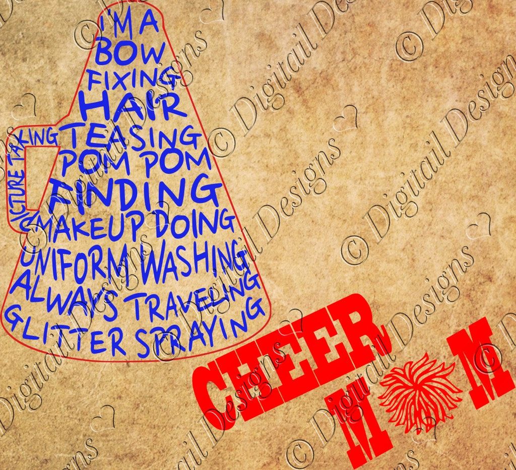 Cheer Mom Svg Word Art Png Eps Dxf Cut File Printable Cheer Megaphone Pom Pom - Megaphone And Pom Poms, Transparent background PNG HD thumbnail