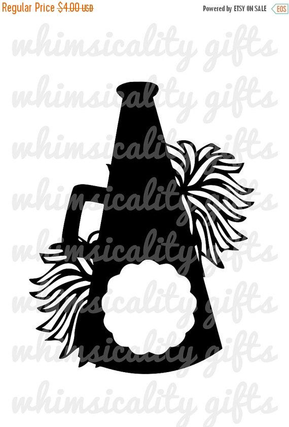 Cheerleading Megaphone Monogram With Pom Poms With Svg, Dxf, Png Commercial U0026 Personal Use - Megaphone And Pom Poms, Transparent background PNG HD thumbnail