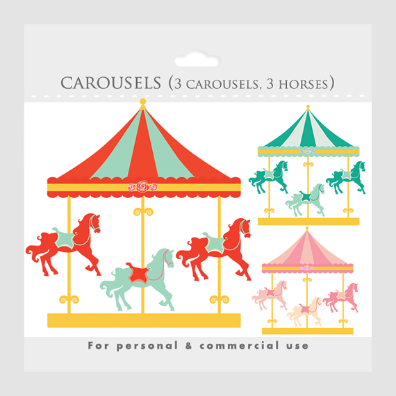 Carousel set clipart ,Cute Ca