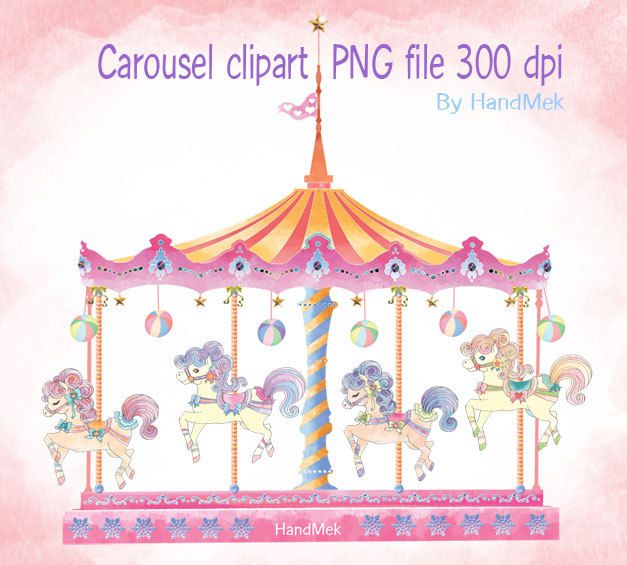 Carousel Set Clipart ,cute Carousel Horse Ride Clip Art , Merry Go Round Clip Art Set , Png File Dpi March 2014 At - Merry Go Round Carnival, Transparent background PNG HD thumbnail
