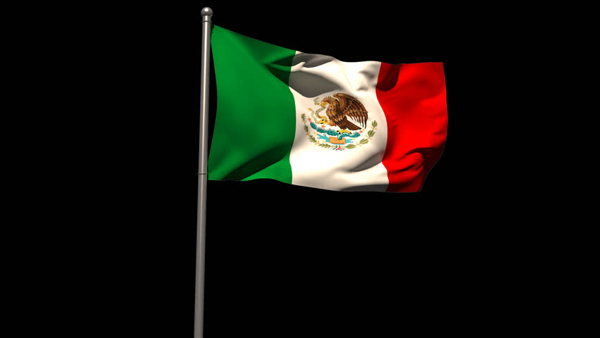 Mexico National Flag Waving On Flagpole On Black Background Stock Footage Video 6569081 | Shutterstock - Mexican Flag, Transparent background PNG HD thumbnail