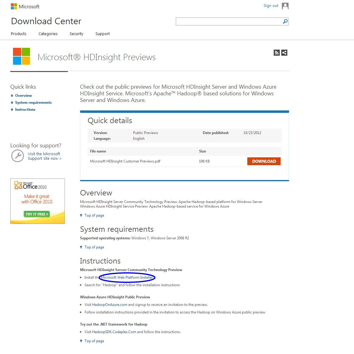 Once You Click The Link It Will Guide You To The Download Center. Now, Go To The Instructions Heading And Click On Microsoft Web Platform Installer. - Microsoft Website, Transparent background PNG HD thumbnail