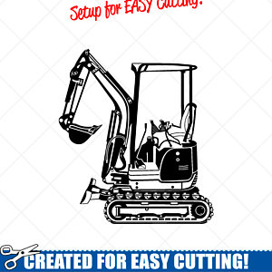Detailed Mini Excavator Clipart  Vector Clip Art Graphics Digital Download Cut Ready Files - Mini Excavator Black And White, Transparent background PNG HD thumbnail