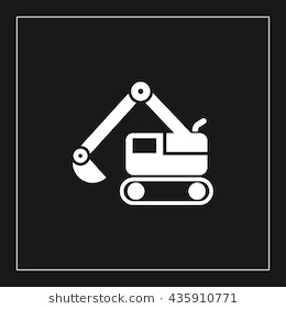 Excavator Icon. Excavator Sign - Mini Excavator Black And White, Transparent background PNG HD thumbnail