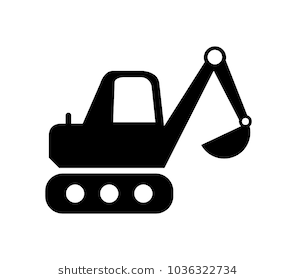 Excavator Icon On White Background - Mini Excavator Black And White, Transparent background PNG HD thumbnail