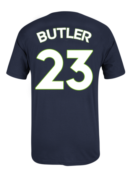 Minnesota Timberwolves Jimmy Butler Player Name U0026 Number T Shirt   Navy - Minnesota Timberwolves, Transparent background PNG HD thumbnail