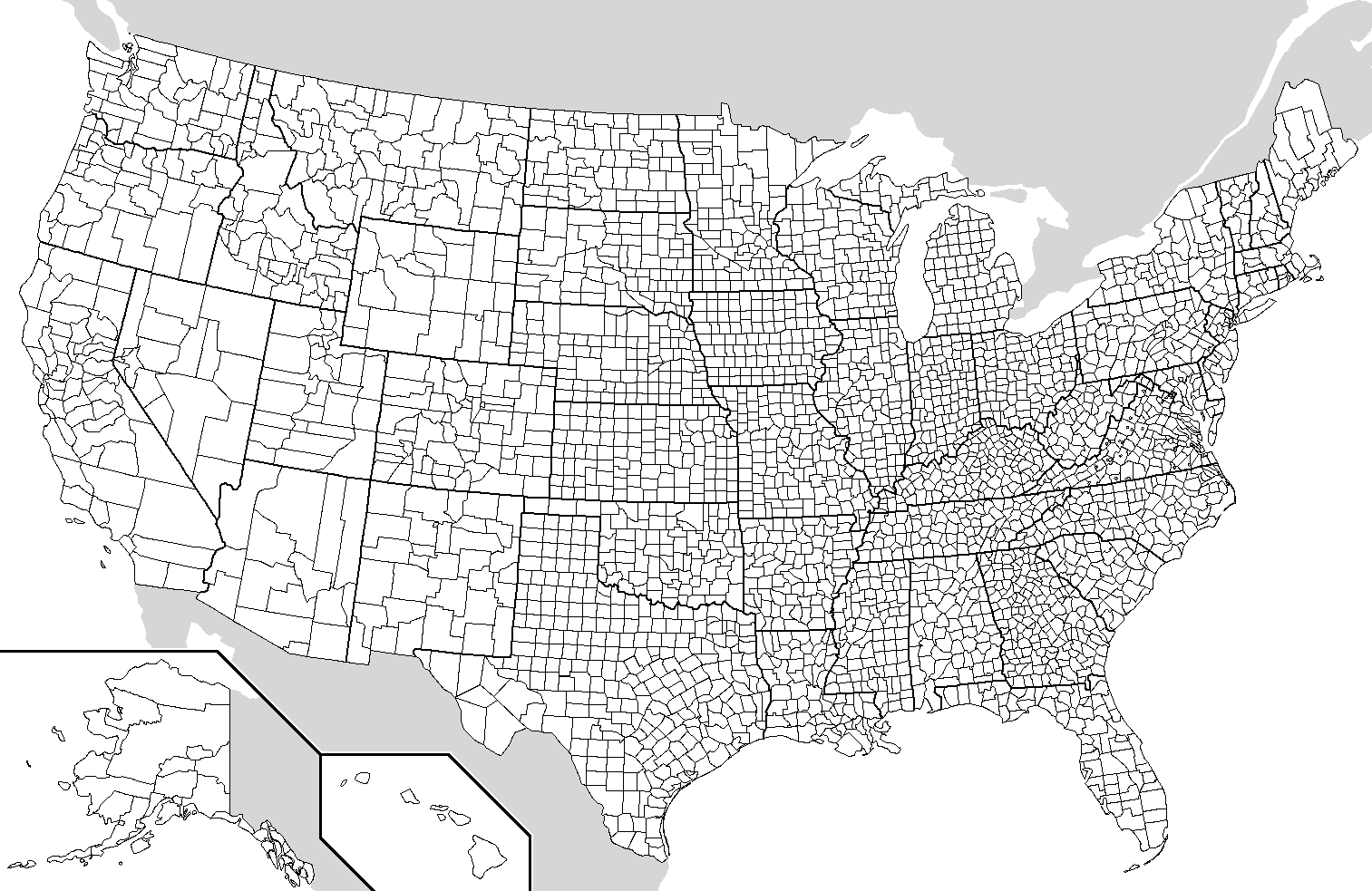 File:map Of Usa With County Outlines (Black U0026 White).png - Mit Black And White, Transparent background PNG HD thumbnail