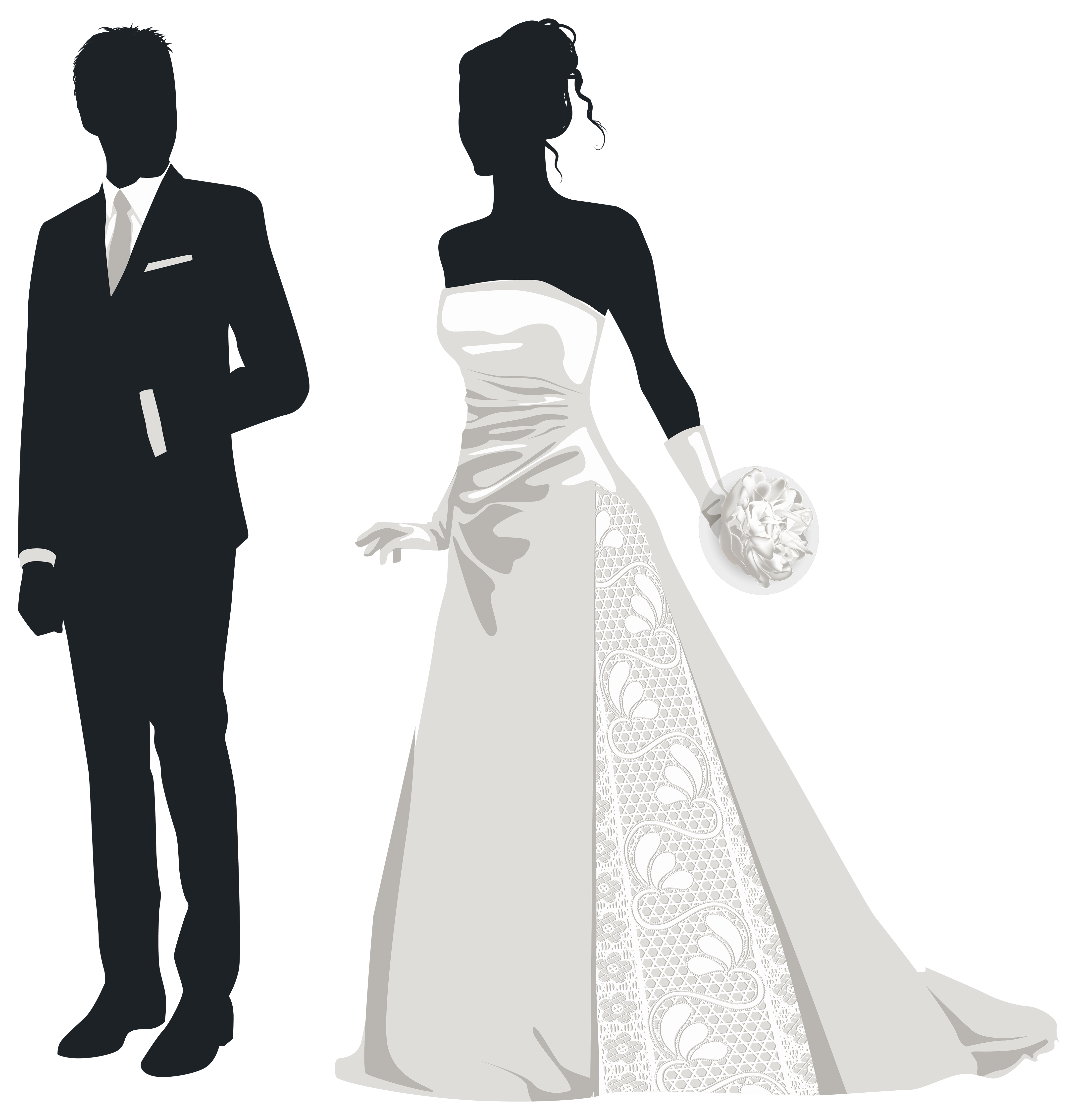 Bride And Groom Silhouette Clipart - Modern Bride, Transparent background PNG HD thumbnail