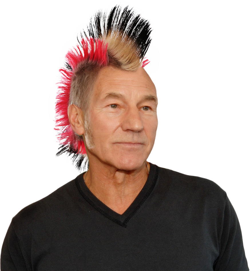 Sir Patrick Stewart With A Mohawk [874 × 947] Hdpng.com  - Mohawk Hair, Transparent background PNG HD thumbnail
