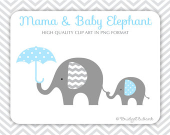 Elephant Clipart, Baby Elephant Clipart, Elephant Clip Art, Baby Shower Clipart, Baby - Mom And Baby Elephant, Transparent background PNG HD thumbnail