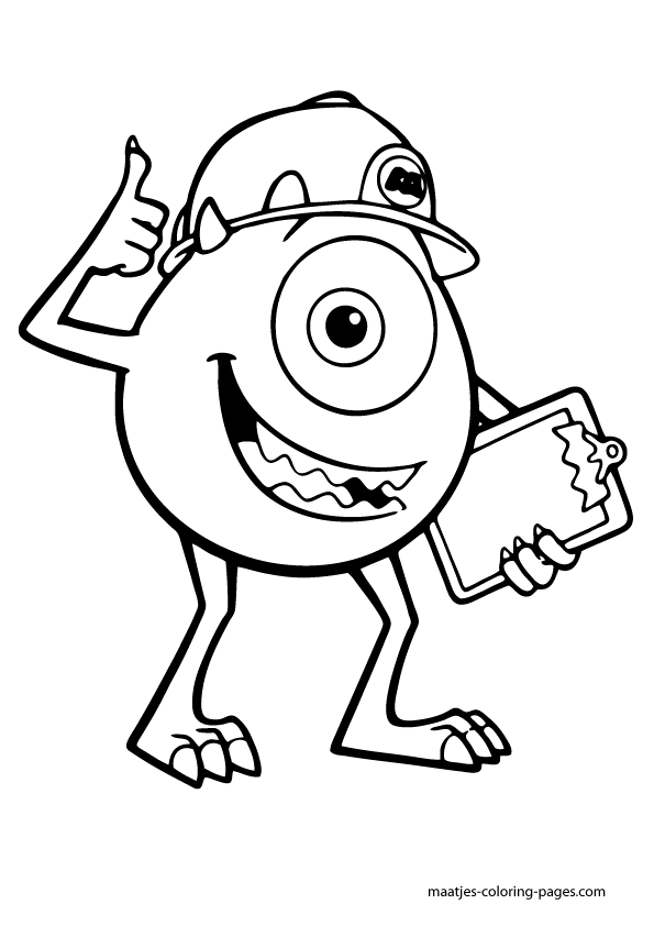 Mike Wazowski Bring A Note Coloring Pages For Kids : Printable Monsters, Inc Coloring Pages For Kids - Monster Inc Black And White, Transparent background PNG HD thumbnail