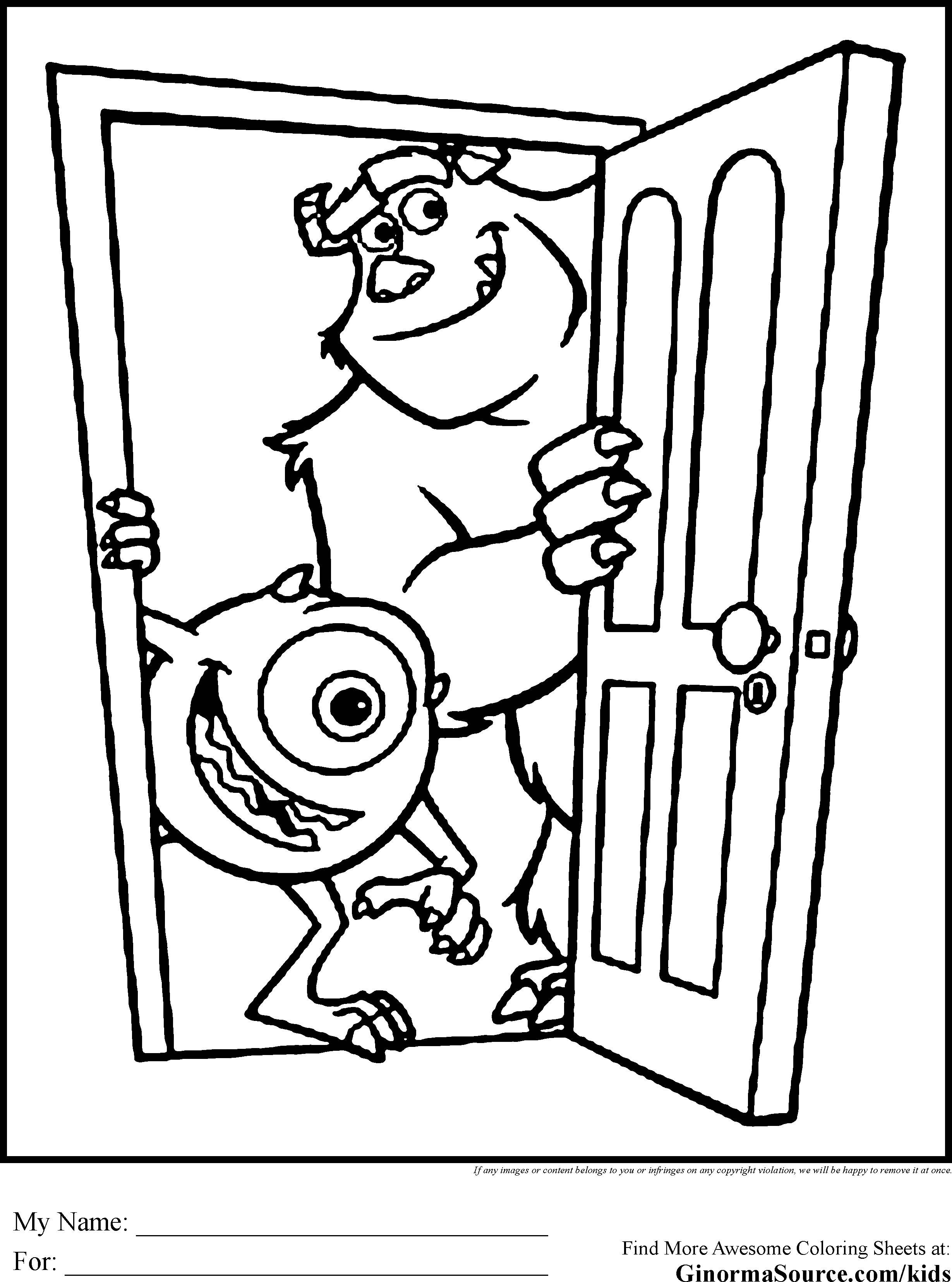 Monsters Inc Coloring . Hdpng.com Pic Source - Monster Inc Black And White, Transparent background PNG HD thumbnail