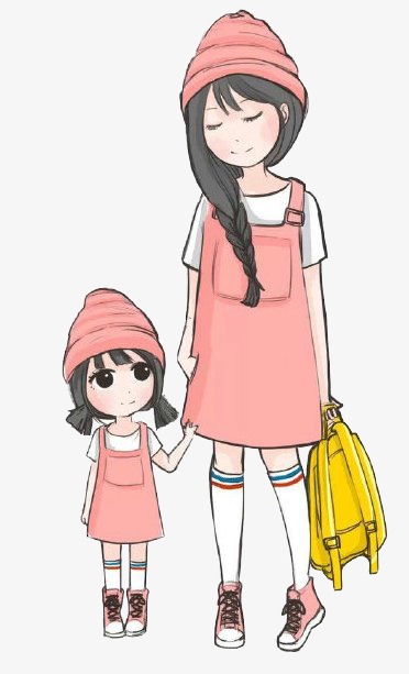 Mother And Daughter, Cartoon, Character Free Png Image - Mother And Daughter, Transparent background PNG HD thumbnail