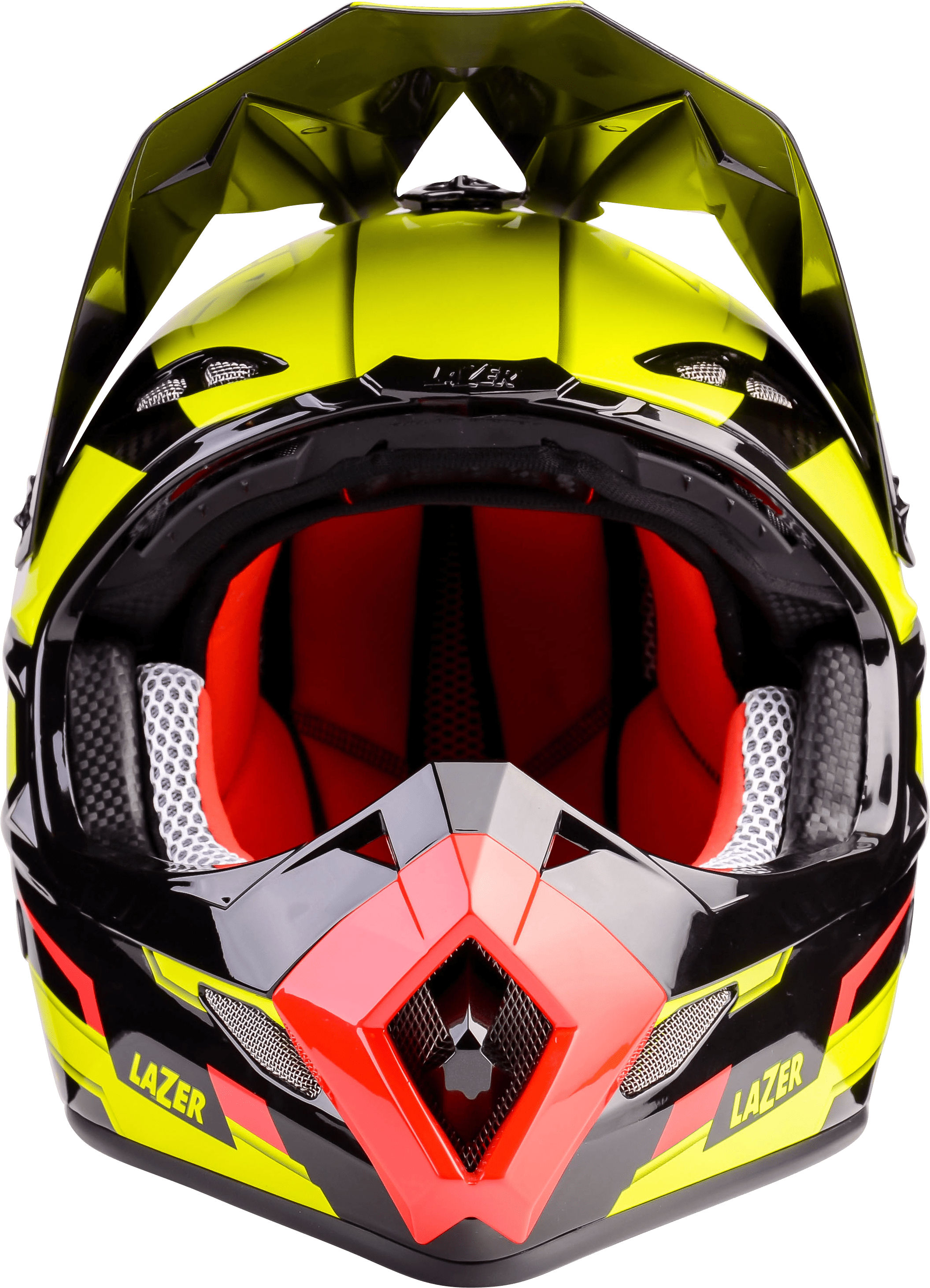 Motorcycle Helmet Lazer Mx8 Geotech Pure Carbon Yellow Black Red Front - Motorcycle Helmet, Transparent background PNG HD thumbnail