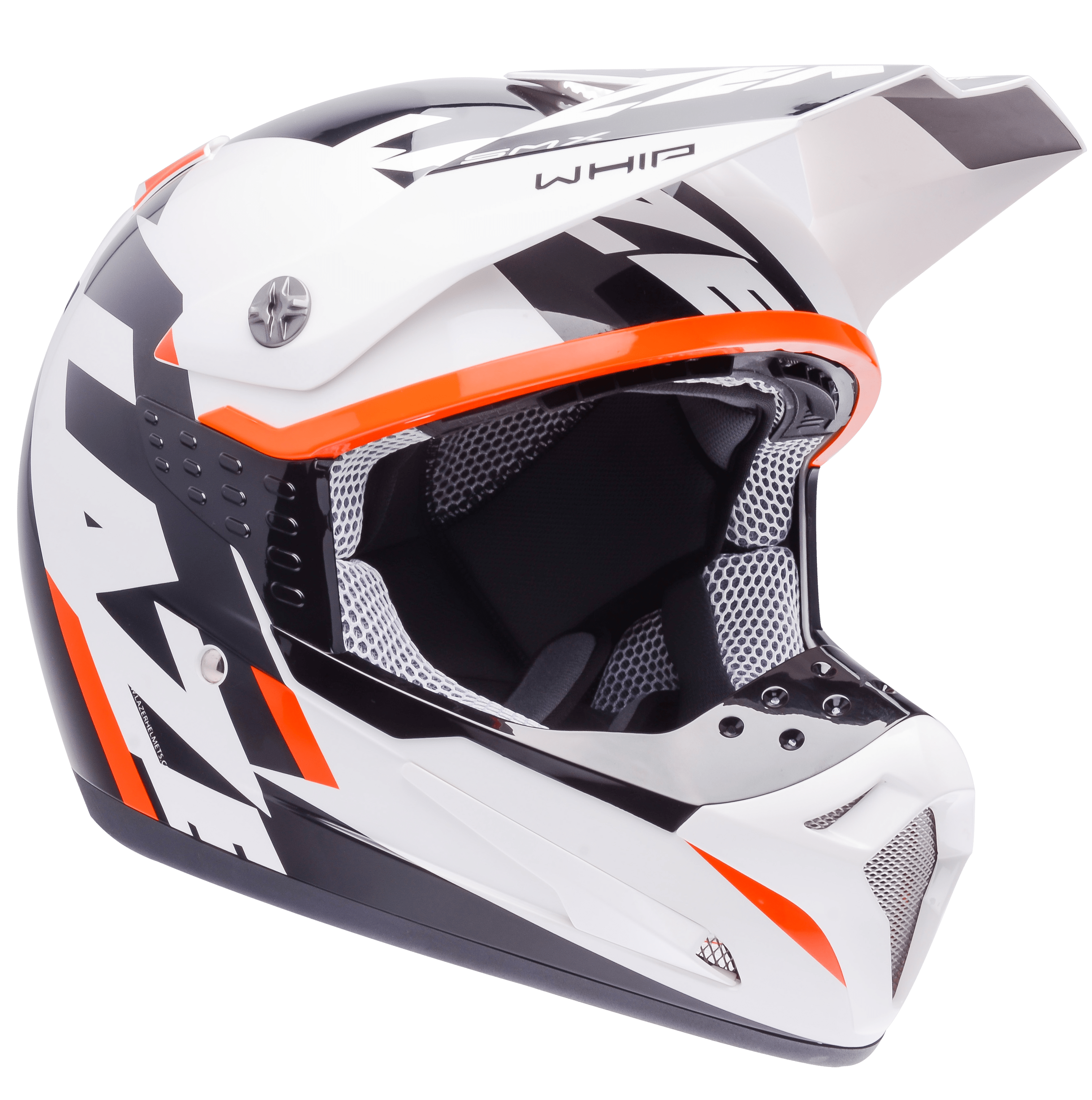 Motorcycle Helmet Lazer Smx Whip White Black Orange - Motorcycle Helmet, Transparent background PNG HD thumbnail
