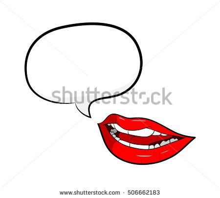 Gossip Red Lips Talking With Speech Bubble. A Hand Drawn Vector Cartoon Illustration Of A - Mouth Talking, Transparent background PNG HD thumbnail