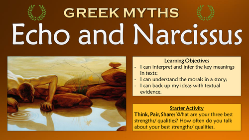 Greek Myths: Echo And Narcissus By Tandlguru   Teaching Resources   Tes - Narcissus Greek Mythology, Transparent background PNG HD thumbnail