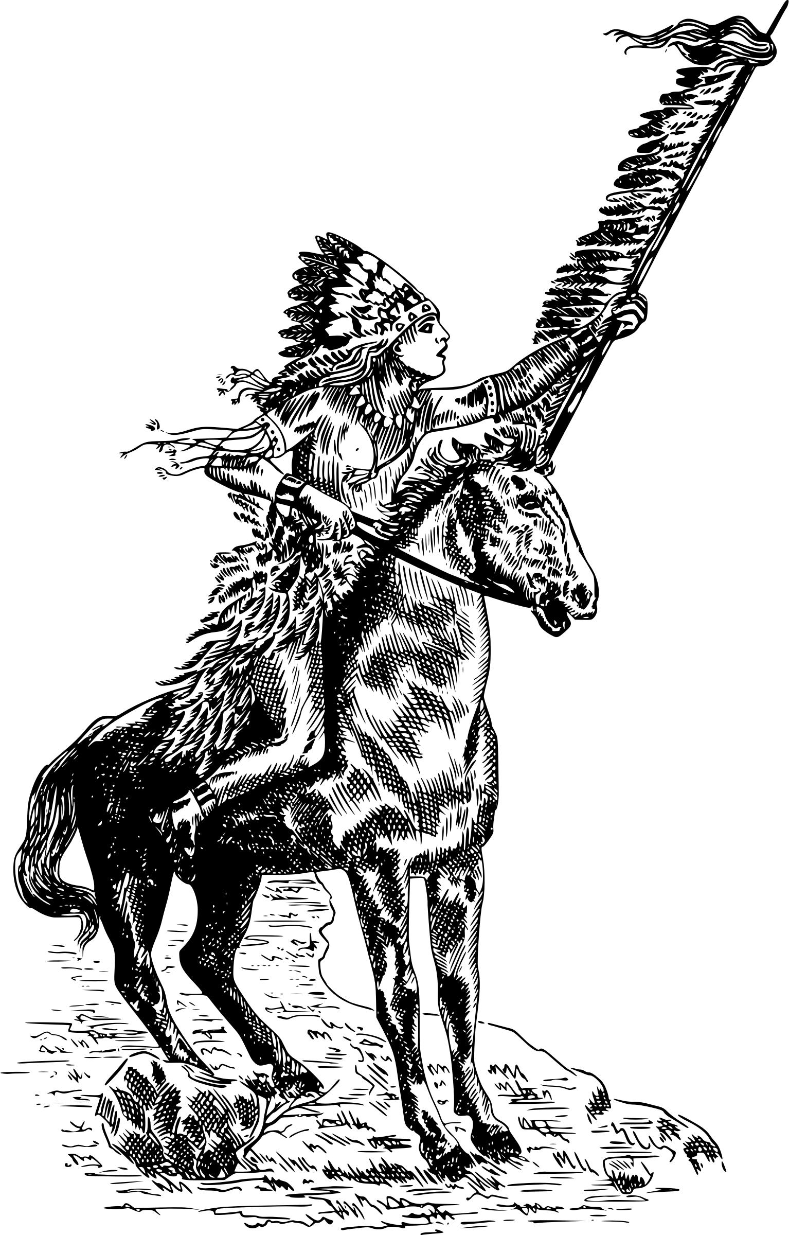 Native American Man On A Horse - Native American Man, Transparent background PNG HD thumbnail