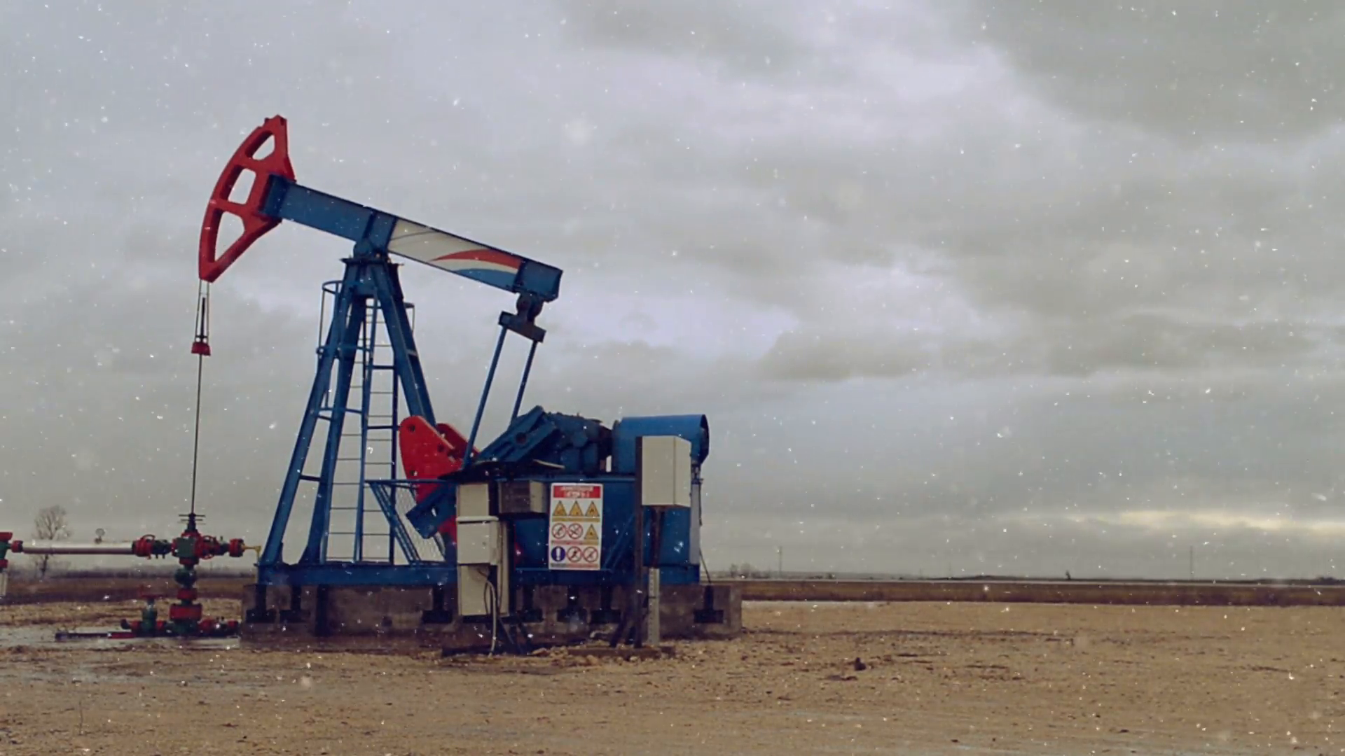 Pumpjack Oil Pump Operating On Natural Gas In The Field Pumping From The Oil Well During The Winter Snofall Season. 1920X1080 Full Hd Footage. - Natural Gas, Transparent background PNG HD thumbnail