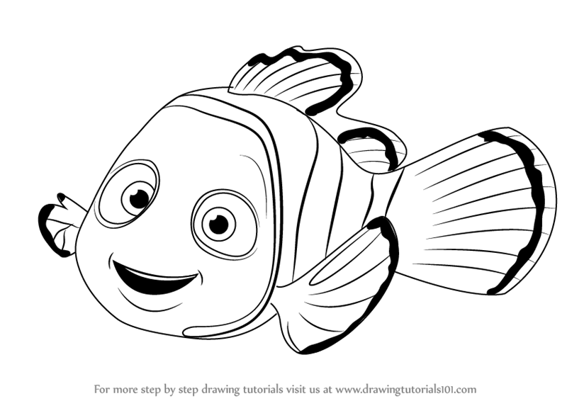 Nemo Fish PNG Black And White - How To Draw Nemo From 