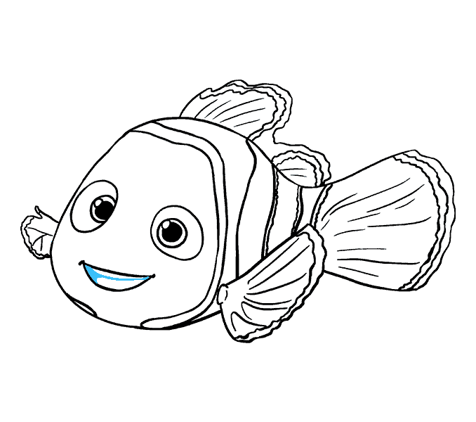 How To Draw Nemo: Step 19 - Nemo Fish Black And White, Transparent background PNG HD thumbnail