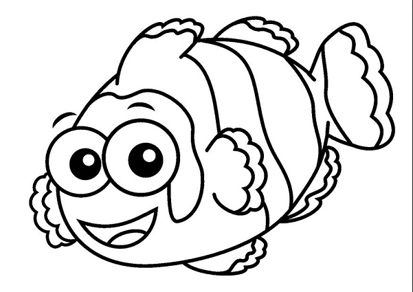 Nemo Fish Coloring Pages Cute Nemo Fish Coloring Pages For Kids - Nemo Fish Black And White, Transparent background PNG HD thumbnail