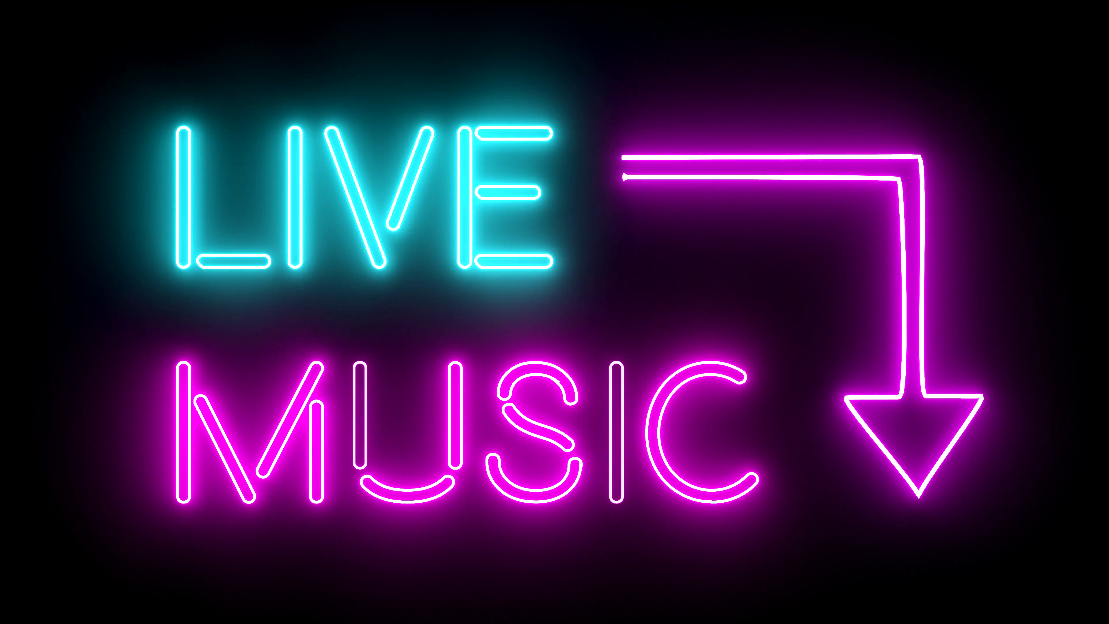 Live Music Neon Sign Lights Logo Text Glowing Multicolor 4K Motion Background   Videoblocks - Neon Sign, Transparent background PNG HD thumbnail