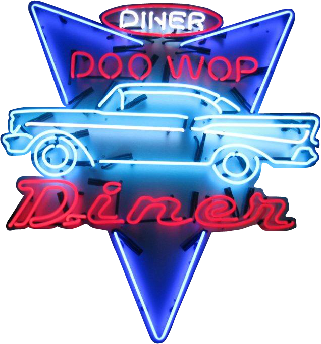 Nostalgia Neon Signs :: Doo Wop Diner Neon Sign   Neon Effect   Man Cave And Brand Logo Neon Signs - Neon Sign, Transparent background PNG HD thumbnail