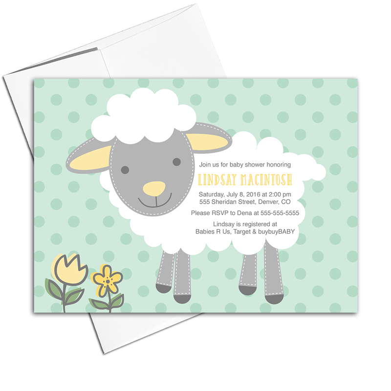 Baby Neutral Baby Shower Invites | Neutral Baby Shower Invitation Lamb Mint Gray Yellow | Printable - Neutral Baby Shower, Transparent background PNG HD thumbnail