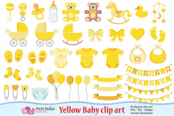 Yellow Baby Clipart. Scrapbook Yellow Baby Clip Art, Boy Girl Gender Neutral, Baby Shower Clipart, Baby Shower Clip Art, New Born Clipart. From Polpodesign Hdpng.com  - Neutral Baby Shower, Transparent background PNG HD thumbnail