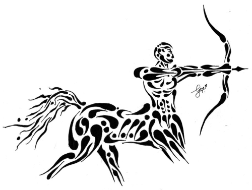 Nice Tribal Sagittarius Tattoo Design - Zodiac Tattoos, Transparent background PNG HD thumbnail