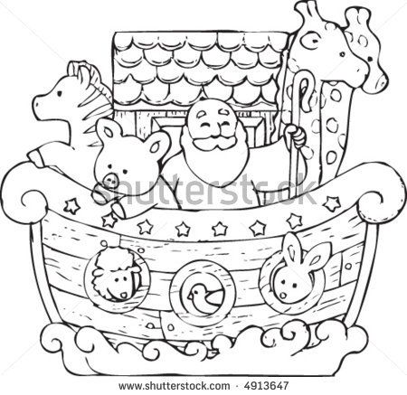 Noahu0027S Ark Illustrated In Child Friendly Cartoon Style   Buy This Stock Vector On Shutterstock U0026 Find Other Images. - Noahs Ark Black And White, Transparent background PNG HD thumbnail