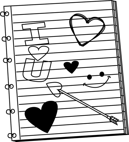 Black And White Valentineu0027S Day Notebook Scribbles - Note Book Black And White, Transparent background PNG HD thumbnail