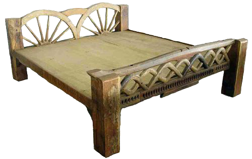 Bed Teakwood Farmer Style - Old Bed, Transparent background PNG HD thumbnail