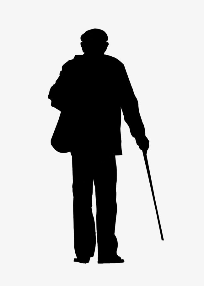 Old Man PNG Black And White - Lonely Old Man Back, O