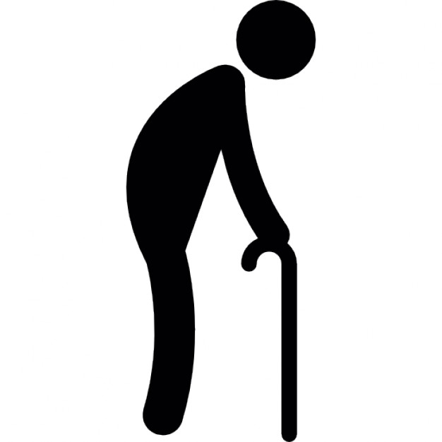 Old Man Walking With A Crutch Free Icon - Old Man Black And White, Transparent background PNG HD thumbnail