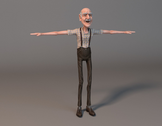Old Man 3D Model Obj Fbx Stl Lxo Lxl Mtl 1 Hdpng.com  - Old Man Standing, Transparent background PNG HD thumbnail
