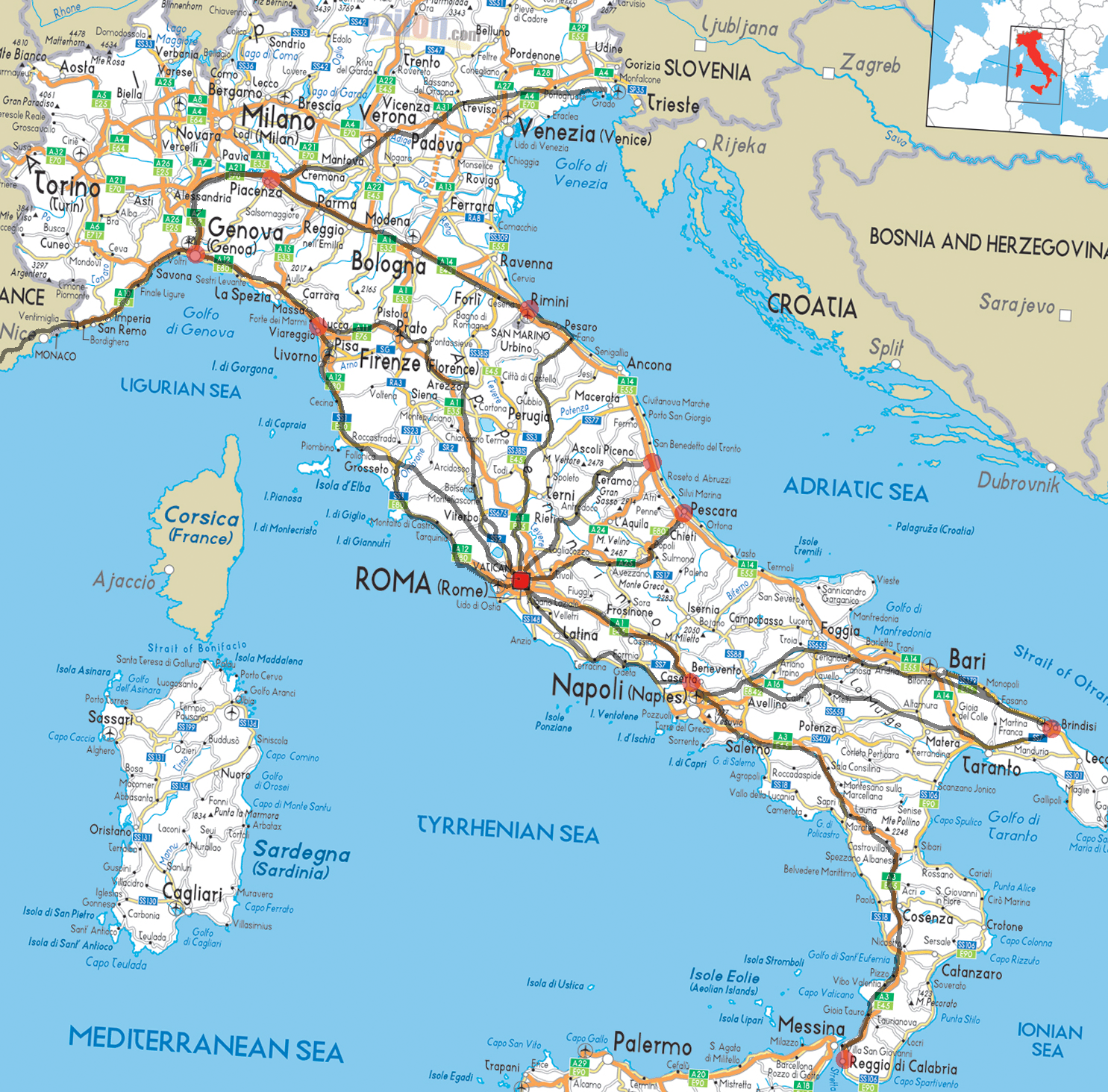 Old Roman Road Png - Ancient Roman Roads Overlaid On A Modern Road Map Of Italy, Transparent background PNG HD thumbnail